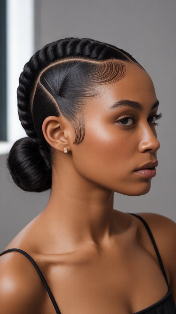 Low Bun with Zigzag Part