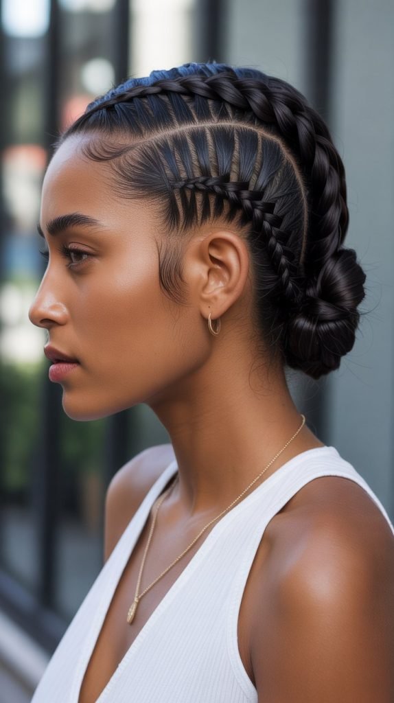 Low Bun with Side Braid