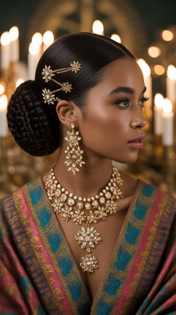 Low Bun with Hair Jewelry