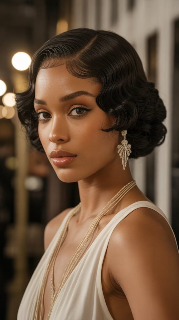  Low Bun with Finger Waves