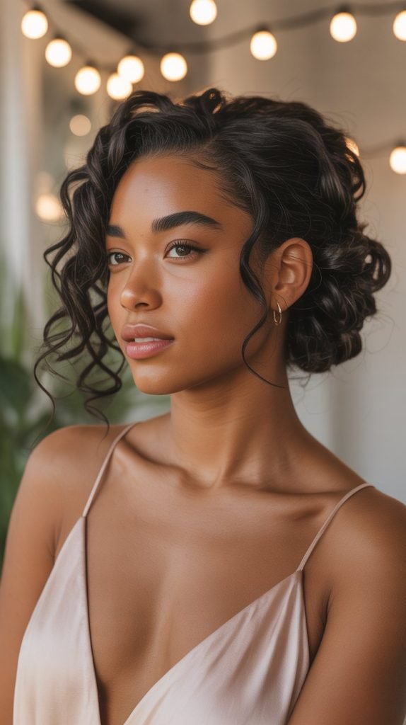  Low Bun with Loose Curls