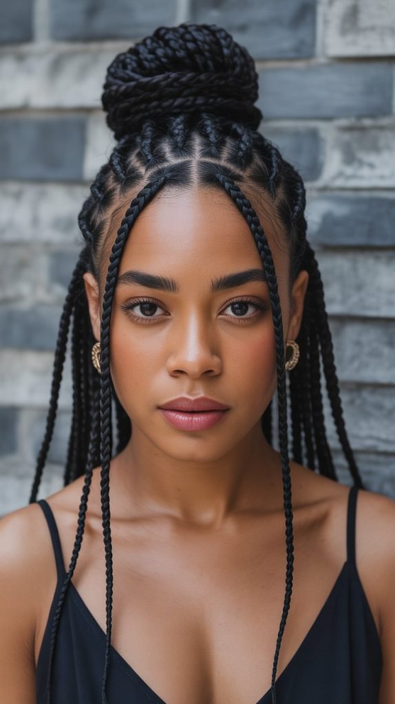 Low Bun with Face-Framing Braids