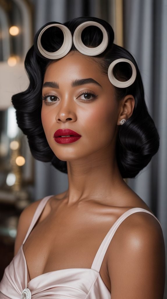 Low Chignon with Pin Curls