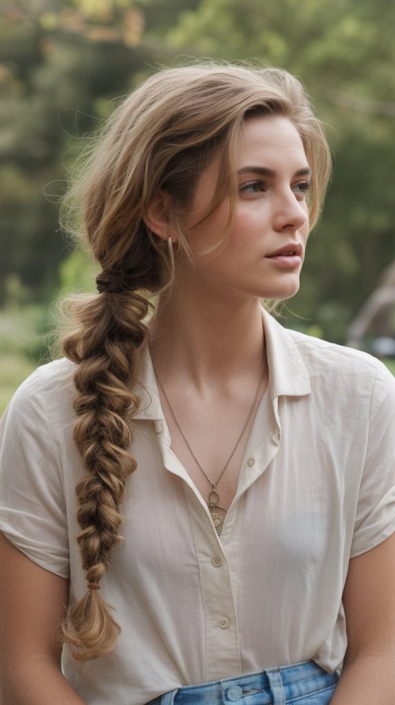 Braided Side Ponytail with Texture