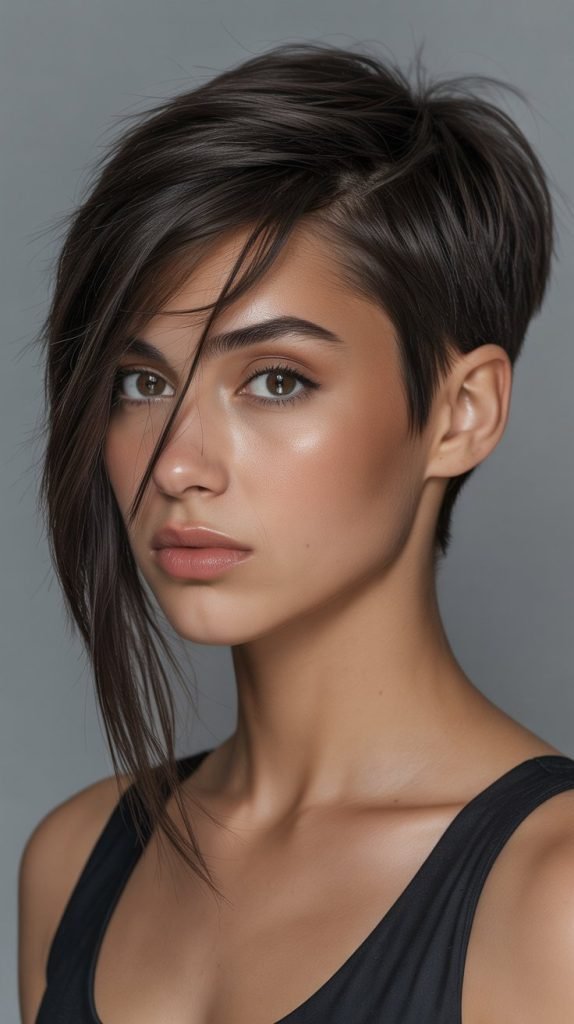 Asymmetrical Pixie with Long Bangs