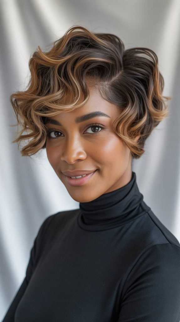 Wavy Pixie with Color Highlights