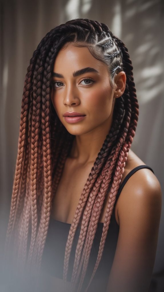 Side Part with Ombre Color Transition