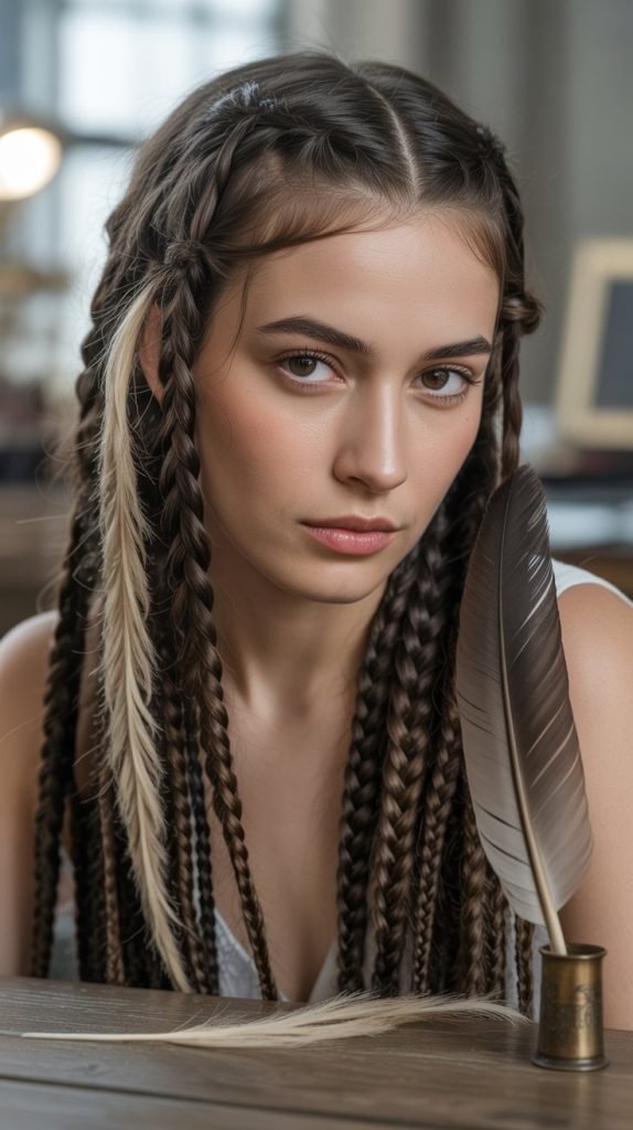 Side Part with Fishtail Elements