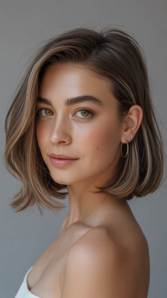 Face-Framing Lob with Subtle Layers