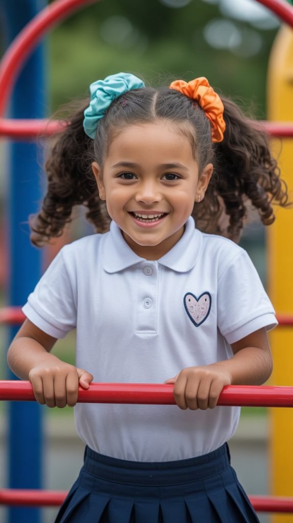 Curly Pigtails with Scrunchies