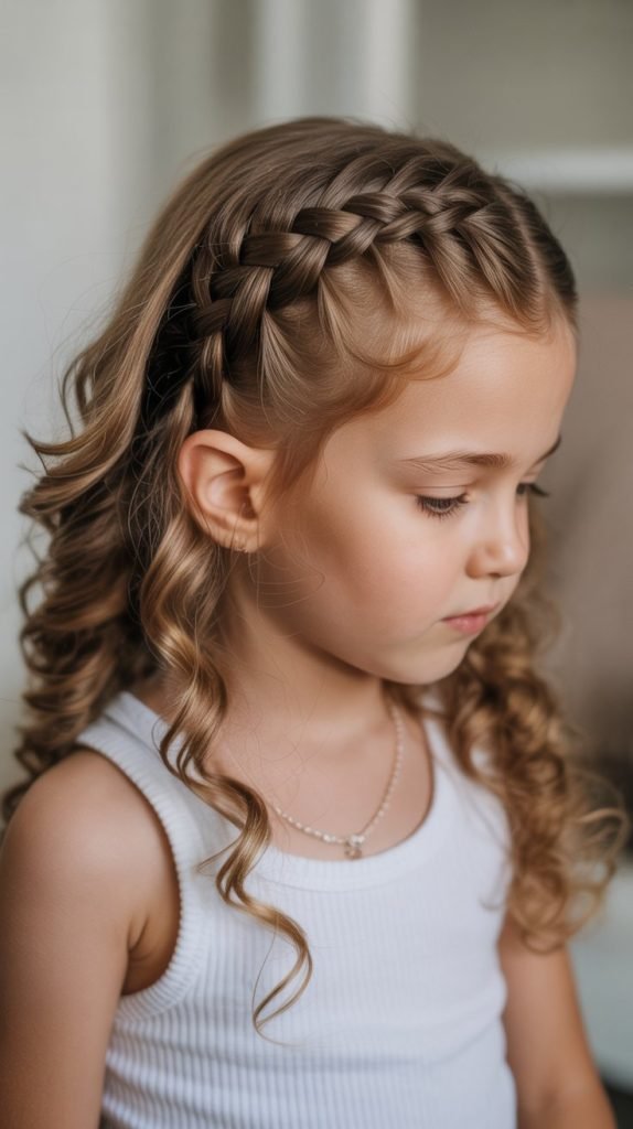 Waterfall Braid with Curls