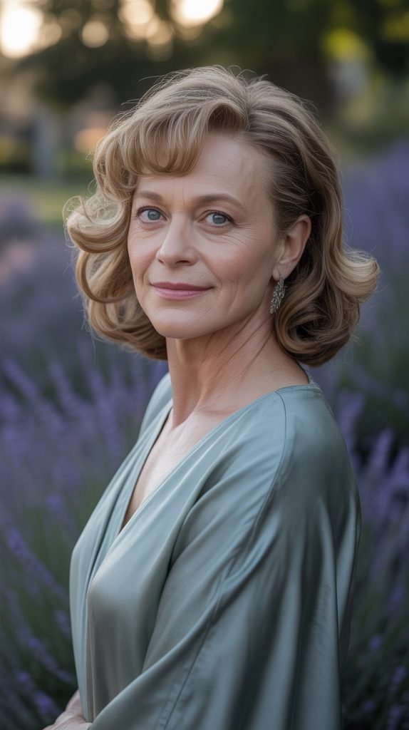 Medium Waves with Side-Swept Bangs