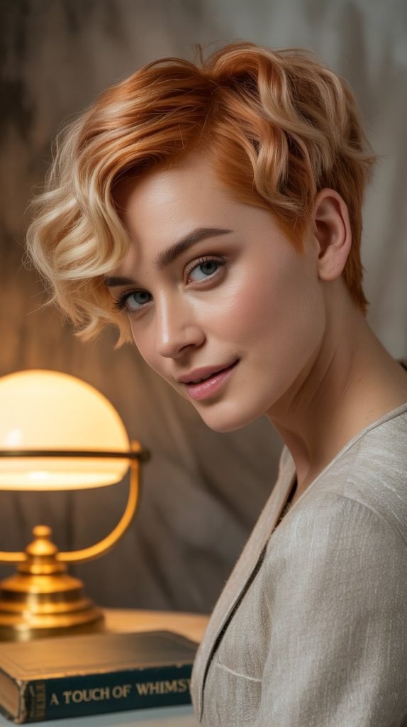 Strawberry Blonde Wavy Pixie