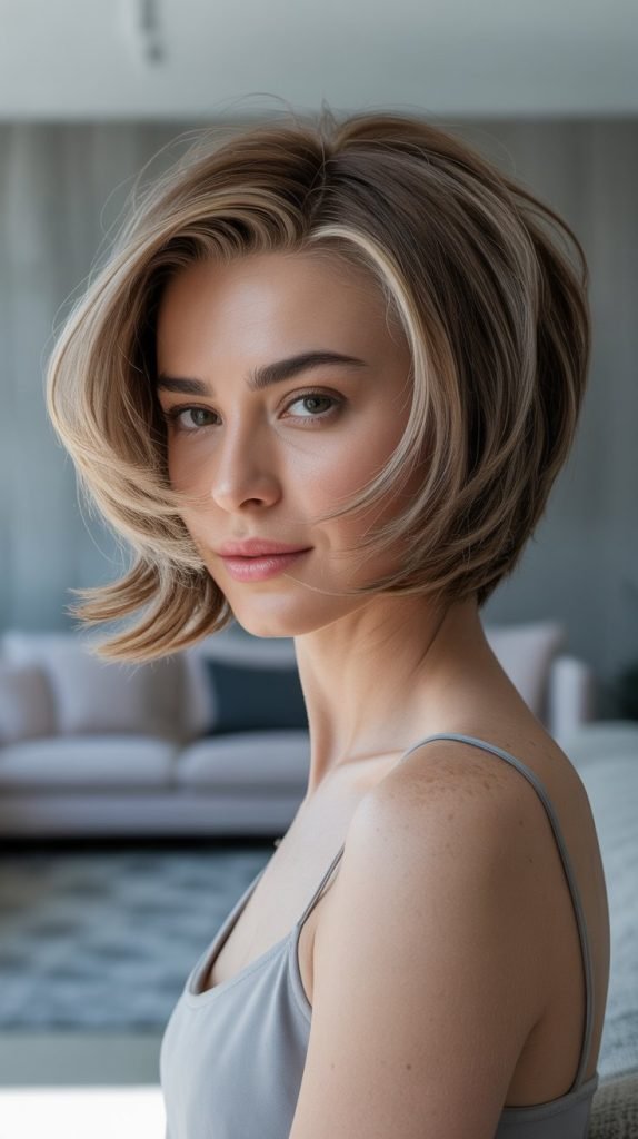 Feathered Stacked Inverted Bob