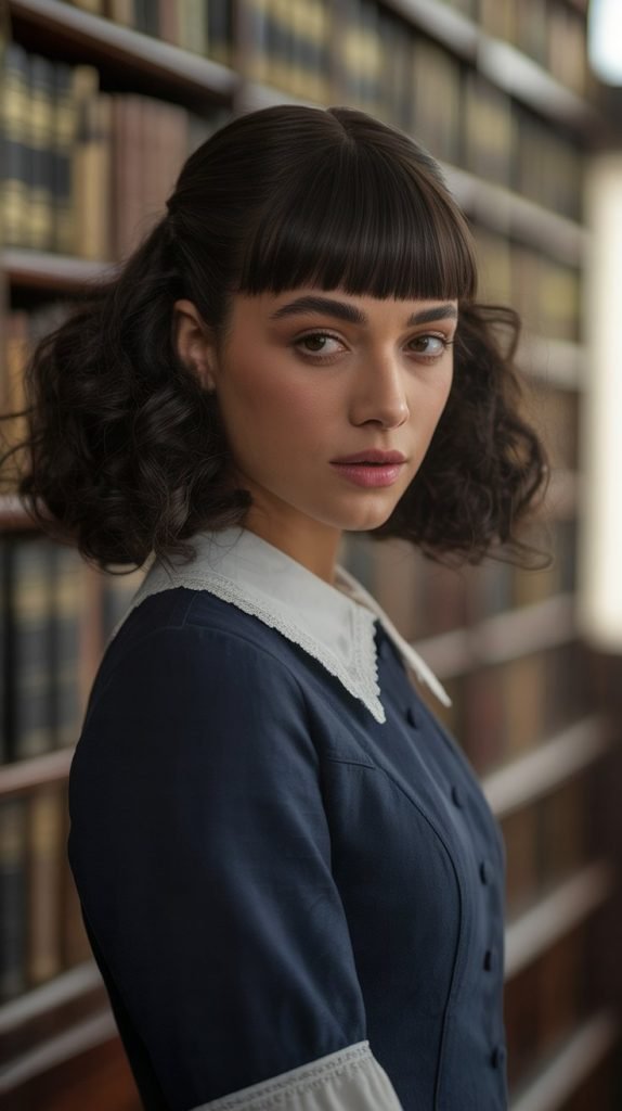 Blunt Bangs with Curly Hair