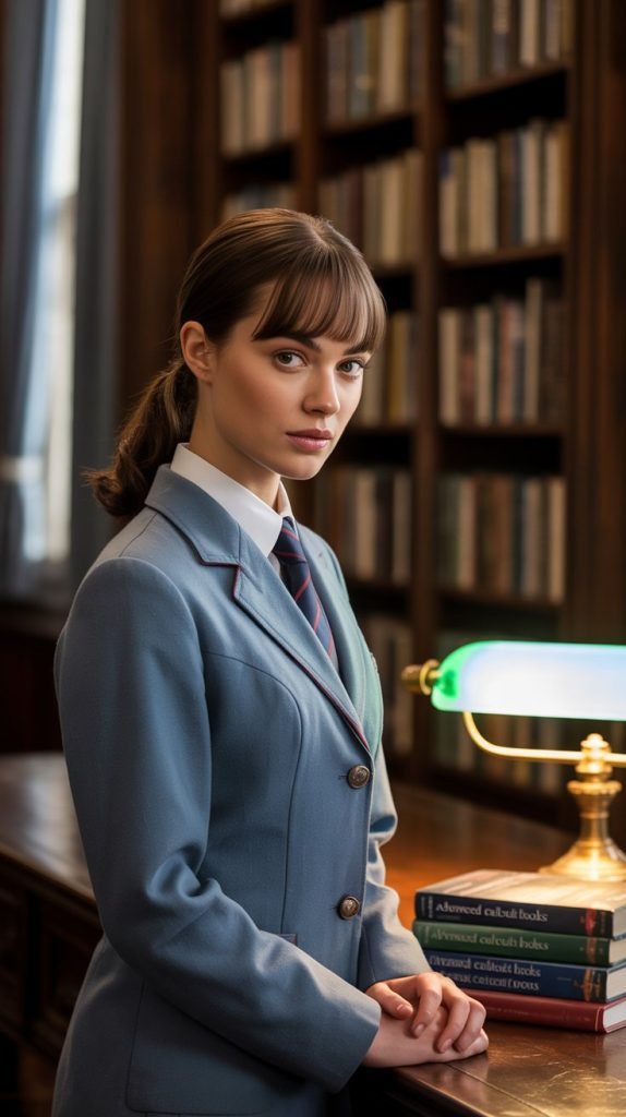 Curtain Bangs with Low Ponytail