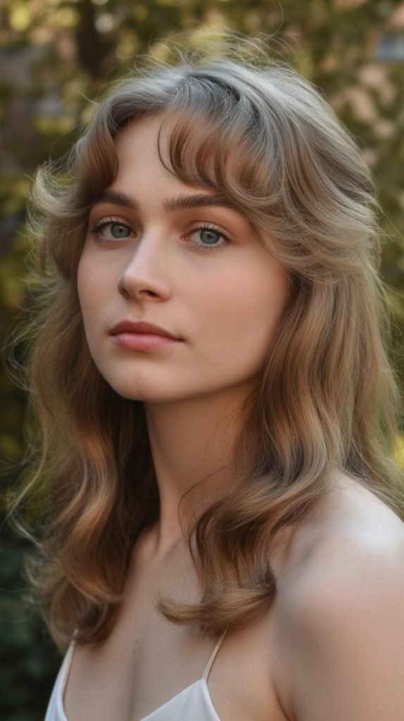 Curved Bangs with Shoulder-Length Waves