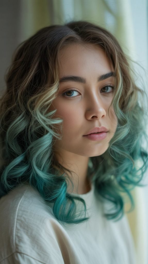 Subtle Teal Ombre Effect