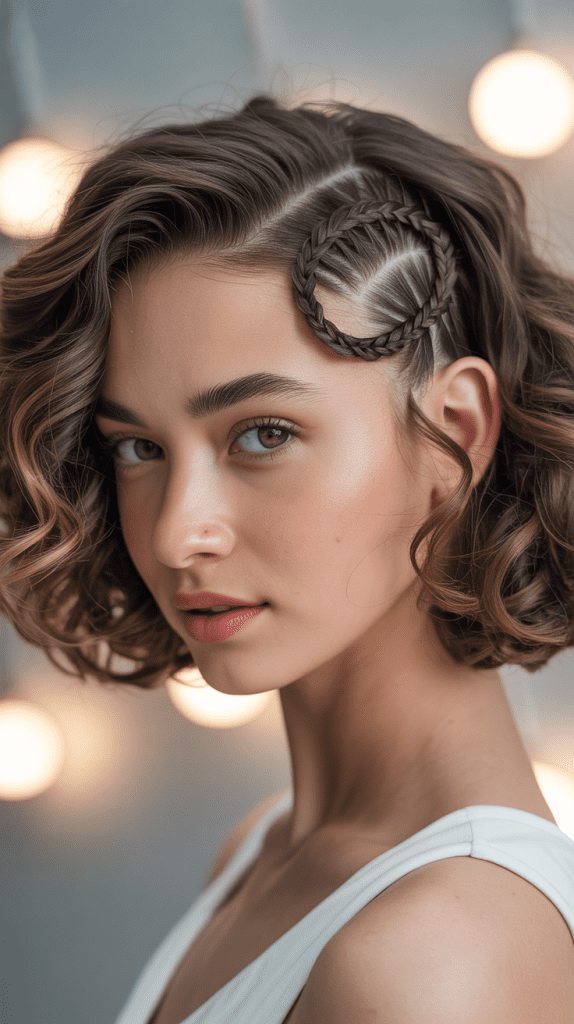 Spiral Braid Accent Curly Bob