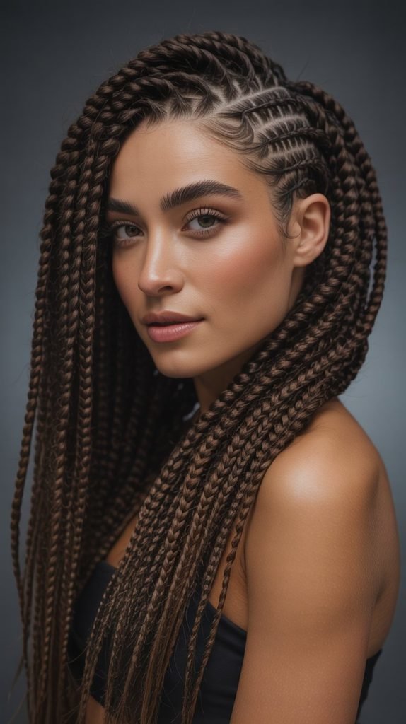 Side Part with Micro Braid Accents