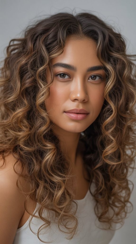 Caramel Balayage for Curly Hair