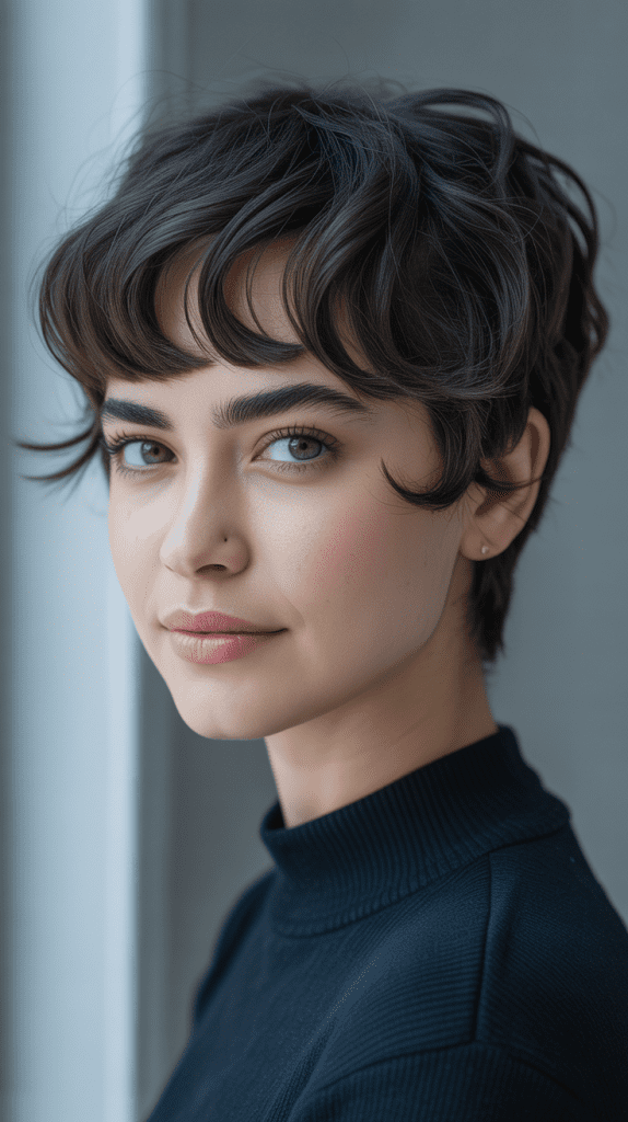 Wavy Pixie with Face-Framing Bangs