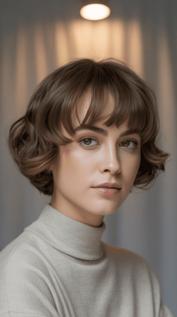 Wavy Pixie with Curved Bangs