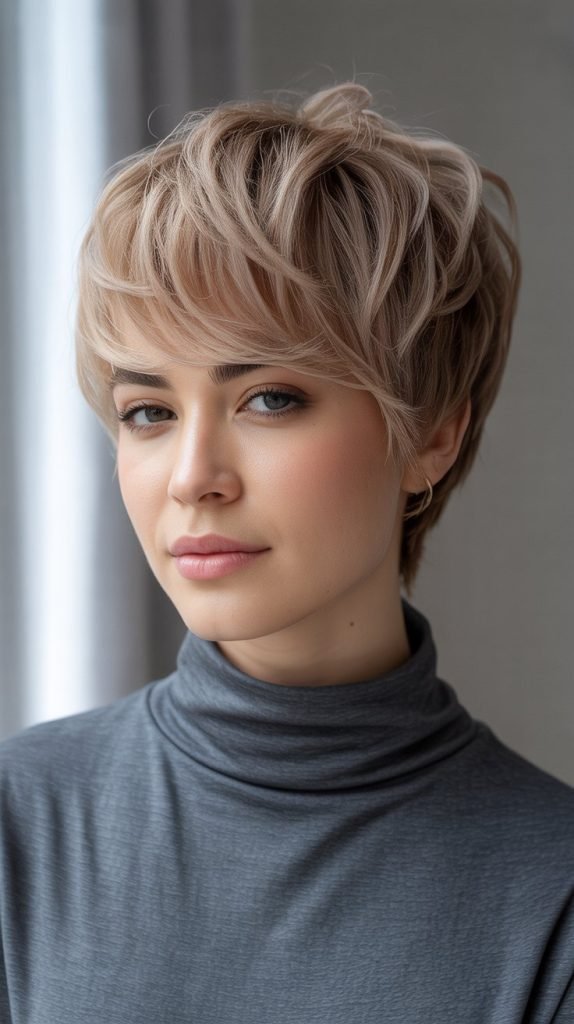Layered Pixie with Side-Swept Bangs