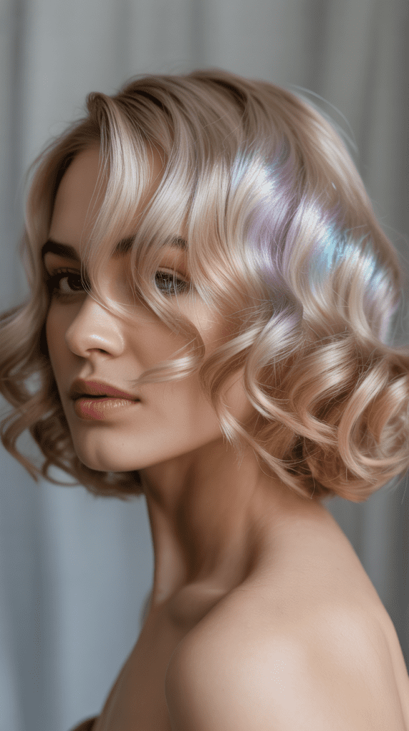 Pearl Blonde Curly French Bob