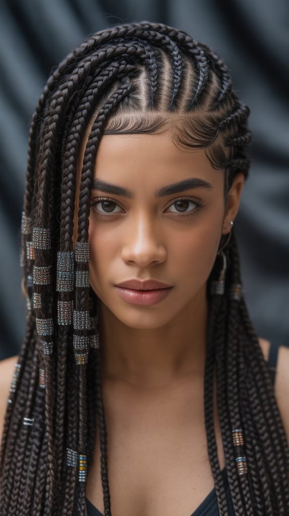 Side Part with Braided Hair Wrap Details
