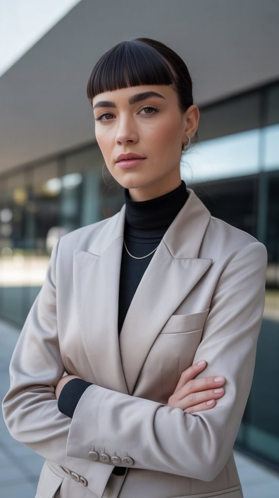 Straight Hair with Blunt Bangs