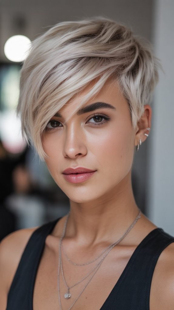 The Choppy Pixie with Long Bangs