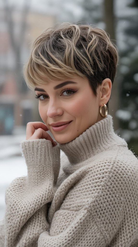 . Textured Pixie Cut with Side-Swept Bangs