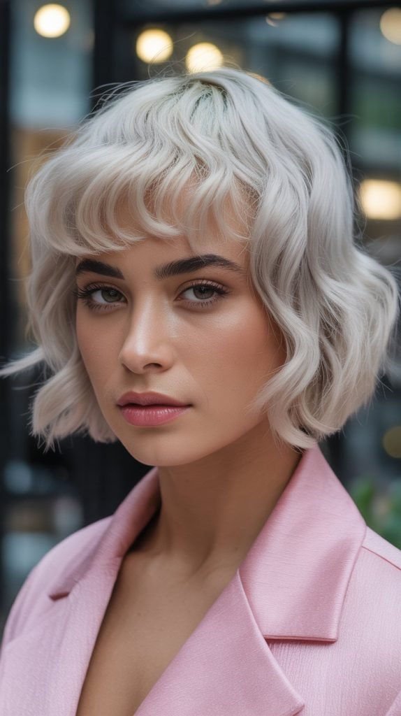 Inverted Wavy Bob with Micro Bangs