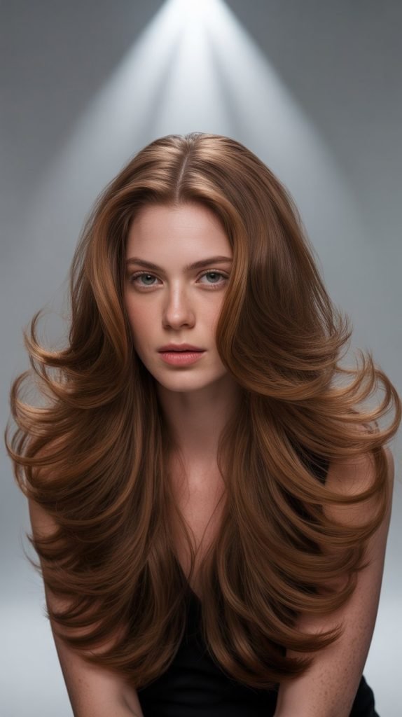  Long Hair with Cascading Volume Layers