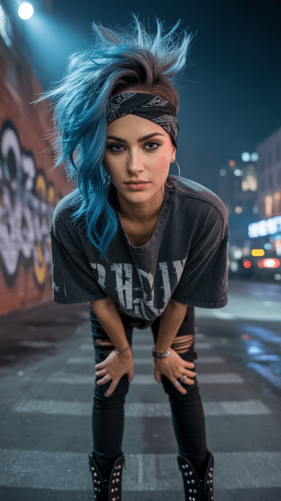 Edgy Bandana Mohawk Ponytail