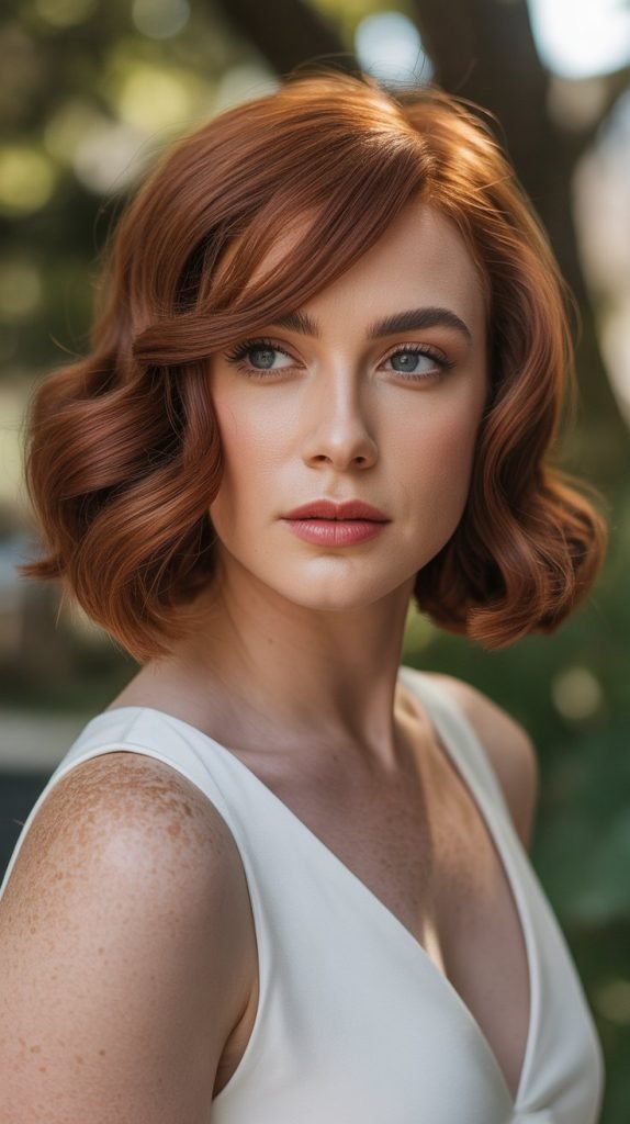 Wavy Bob with Swooped Side Bangs
