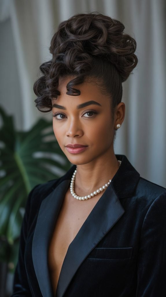 Low Chignon with Curl Texture Integration