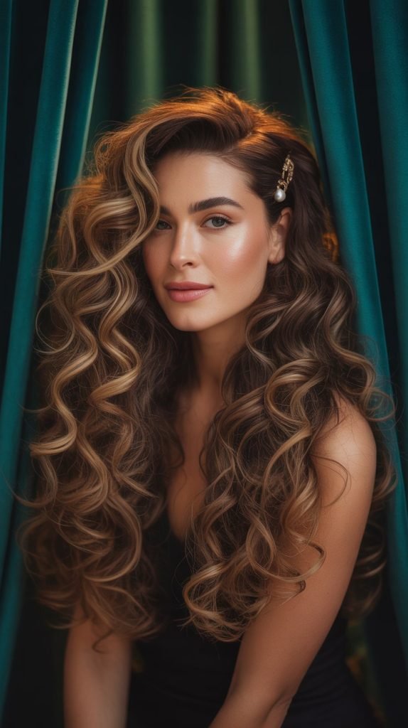 Caramel Highlights for Long Curly Hair