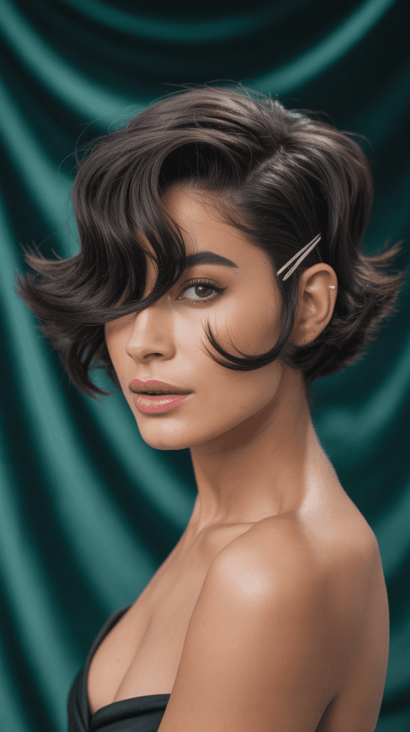  Wavy Pixie with Dramatic Sweep Bangs