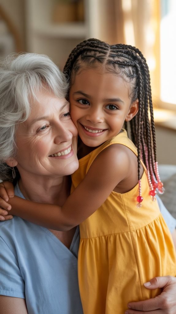 Heart-Shaped Part Braids with Beads