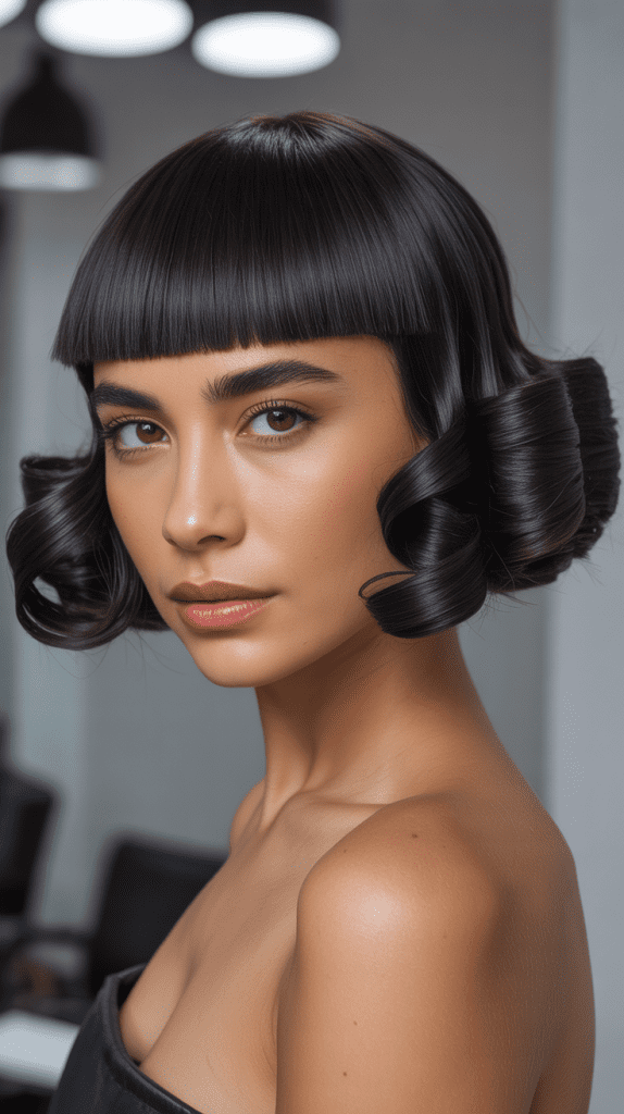 Blunt French Bob with Curl Definition