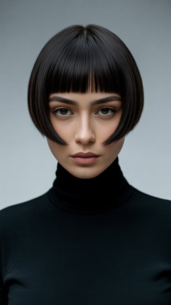 Straight and Sleek Long Stacked Inverted Bob