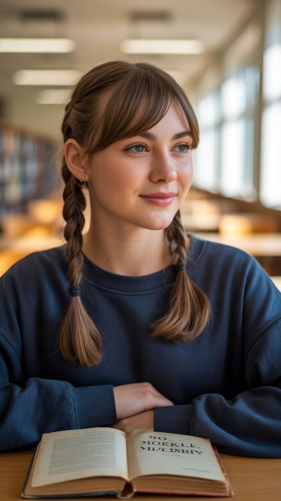 Side-Swept Braided Bangs