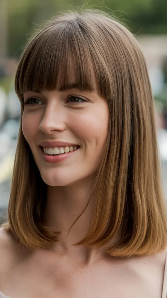 Straight-Across Bangs with Medium Cut