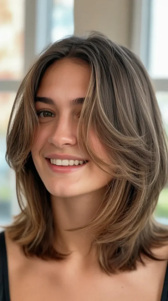 Layered Lob with Face-Framing Elements