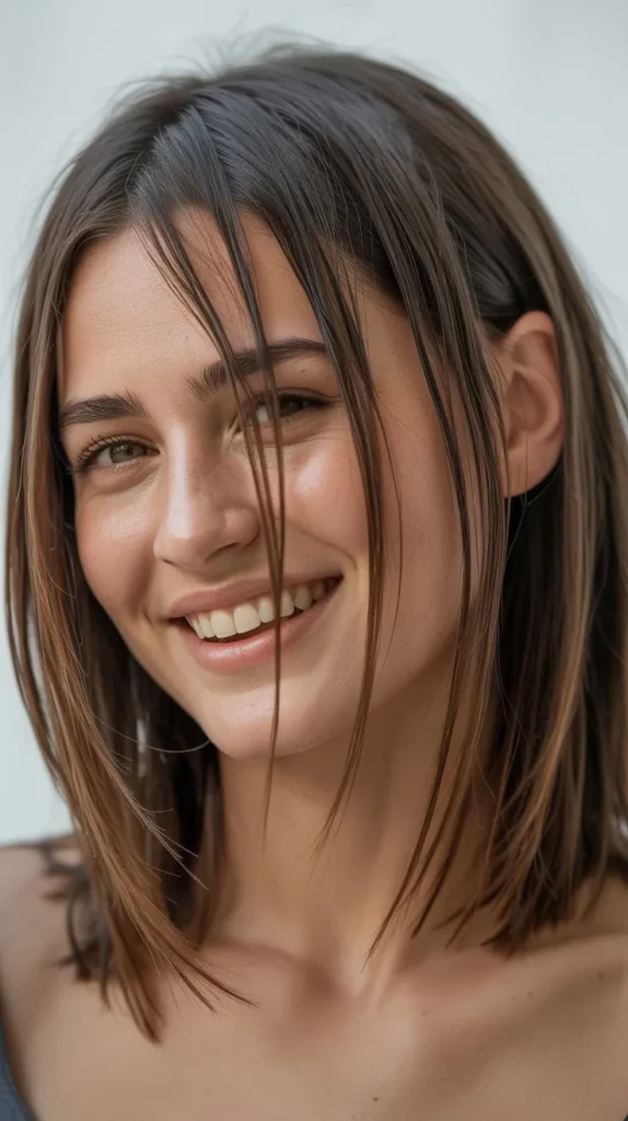 Asymmetrical Medium Cut with Diagonal Lines