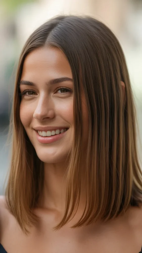 Middle-Parted Medium Straight Cut