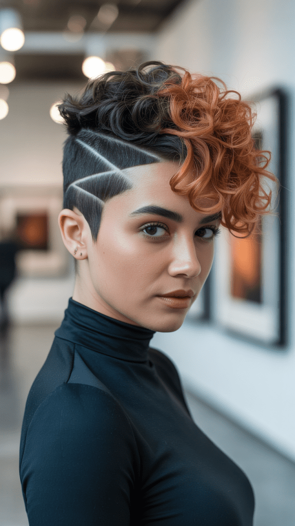 Disconnected Curly Pixie with Sharp Edges