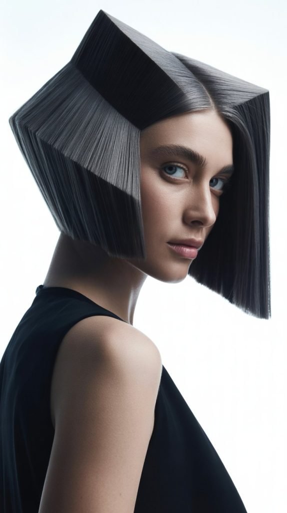 Geometric Thick Hair Bob